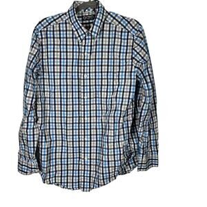 CHAPS Blue Checkered Button Up Shirt Medium